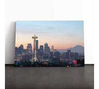 Washington Seattle Skyline USA Vol.2 Canvas Print | Gallery Wrapped 30mm Frame Wall Art | 30x20 inches | Ready to Hang | Modern Cityscape Picture | Living Room Bedroom Lounge Office
