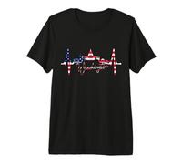 Washington Skyline Heartbeat USA Heart Love Washington Premium T-Shirt