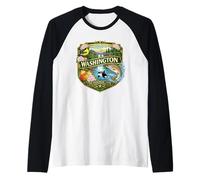 Washington Souvenir State Symbols Apples Onions Novelty Raglan Baseball Tee