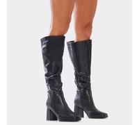 Washington Square Toe Block Heel Knee High Long Boot In Black Faux Leather, Women's Size UK 9