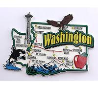 Washington State Map and Landmarks Collage Fridge Souvenir Collectible Magnet FMC