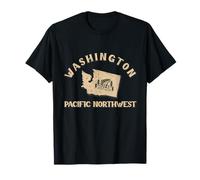 Washington State Map Pacific Northwest Vintage Travel T-Shirt