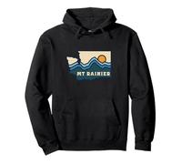 Washington State Map Retro Line Mount Rainier National Park Pullover Hoodie