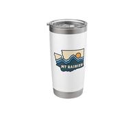 Washington State Map Retro Line Mount Rainier National Park Stainless Steel Insulated Tumbler