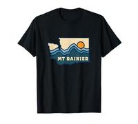 Washington State Map Retro Line Mount Rainier National Park T-Shirt