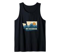 Washington State Map Retro Line Mount Rainier National Park Tank Top
