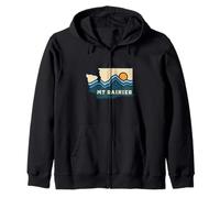 Washington State Map Retro Line Mount Rainier National Park Zip Hoodie