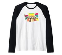 Washington State Pride Colorful Outline Retro Art Raglan Baseball Tee