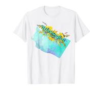Washington State Pride Floral Sunflower Design Art Value Graphic T-Shirt, Men, White, S