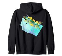 Washington State Pride Floral Sunflower Design Art Zip Hoodie