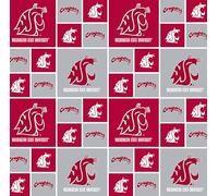 Washington State University Cougars Fabric - Officially Licensed WSU Cotton Quilting Fabric by Sykel Enterprises, Precut Yardage for Sewing & Crafts Geometric Block