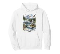 Washington State Watercolor Landscape Nature Travel Design Pullover Hoodie