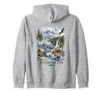 Washington State Watercolor Landscape Nature Travel Design Zip Hoodie
