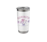 Washington The Evergreen State Mountains Bear PNW Vintage Stainless Steel Insulated Tumbler