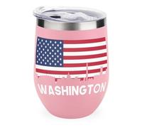 Washington U.S. Flag Cute Wine Tumbler with Lid Stainless Steel Vacuum Cup Hot Cold Insulated Coffee Mug