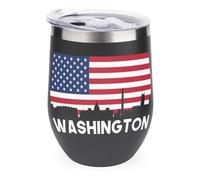 Washington U.S. Flag Cute Wine Tumbler with Lid Stainless Steel Vacuum Cup Hot Cold Insulated Coffee Mug