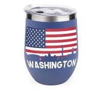 Washington U.S. Flag Cute Wine Tumbler with Lid Stainless Steel Vacuum Cup Hot Cold Insulated Coffee Mug
