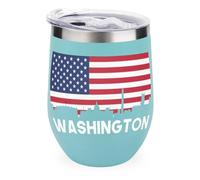 Washington U.S. Flag Cute Wine Tumbler with Lid Stainless Steel Vacuum Cup Hot Cold Insulated Coffee Mug
