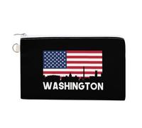 Washington U.S. Flag Cute Zero Wallet for Women Men Lightweight Coin Pouch with Zippered