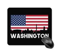 Washington U.S. Flag Trendy Gaming Mouse Pad Rubber Base Non-Slip Square Desk Mat Home Office 25 * 30cm