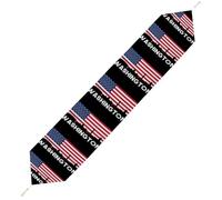 Washington U.S. Flag Trendy Table Runner With Tassels Soft Plush Table Cloth Living Room Decor 229*33cm