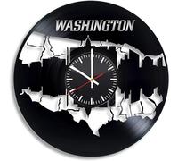 Washington Vinyl Wall Clock, Сapital of The United States Vinyl Record Handmade Art Decor for Home Room Kitchen, Vintage Original Gift for Any Occasion, Party Supplies Decoration