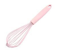 Washranp 10 Inches Small Whisks for Cooking, Silicone Whisks with PP Handle, Milk Mixing Stick Manual Egg Mixer Kitchen Whisks for Cooking, Frothing, Beating and Blending Pink