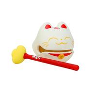 Washranp Desktop Ornament Percussion Instrument Zen Block Drum Wood Fish Temple Lovely Knock Toy Safety Meditation Stress Relief Calming Buddhist White