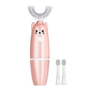 Washranp Kids Ultrasonic Electric Toothbrush, Lovely U Shape Ultrasonic Toothbrush Deep Clean Baby Cartoon Modeling Toothbrush for Toddler,Wireless Charging,Automatic Toothbrus Pink