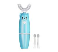 Washranp Kids Ultrasonic Electric Toothbrush, Lovely U Shape Ultrasonic Toothbrush Deep Clean Baby Cartoon Modeling Toothbrush for Toddler,Wireless Charging,Automatic Toothbrus Blue, X-Small