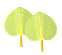 Washranp Natural Color Hand Fan 2pcs Artificial Cattail Leaf Fan Chinese Vintage Banana Leaf Shape Summer Cooling Fan for Wedding Party Decor Yellow