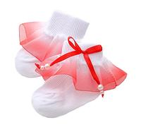 Washranp Newborn Socks -Skid Spring Baby Short Socks Good Elastic for Protection 1 Pair Red S
