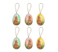 Washranp Plastic Easter Eggs Egg Decorations 6pcs Foam Hanging Decoration Vibrant Color Clear Cartoon Pattern Easy to Hang Versatile E