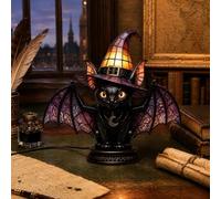 Washranp Stained Glass Witch Hat Lamp, Gothic Black Cat Night Light