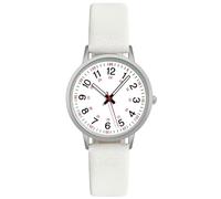 Washranp Women Quartz Watch with Soft Pu Strap Luminous Digital Faux Leather 24 Hours Time Round Dial for Fashion Wrist Students Nurses Office Workers Perfect White