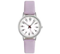 Washranp Women Quartz Watch with Soft Pu Strap Luminous Digital Faux Leather 24 Hours Time Round Dial for Fashion Wrist Students Nurses Office Workers Perfect Purple