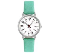 Washranp Women Quartz Watch with Soft Pu Strap Luminous Digital Faux Leather 24 Hours Time Round Dial for Fashion Wrist Students Nurses Office Workers Perfect Mint Green