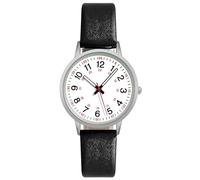 Washranp Women Quartz Watch with Soft Pu Strap Luminous Digital Faux Leather 24 Hours Time Round Dial for Fashion Wrist Students Nurses Office Workers Perfect Black
