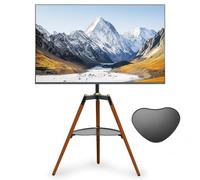 washrobots TV Stand in Easel Design for TV 32-65 Inch Tripod Easel TV Stand with Media Tray Studio TV Display Stand with 140° Rotation for Bedroom, Living Room