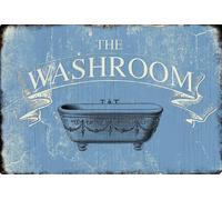 Washroom Bath & Laundry Metal Sign Home Plaque Vintage Retro Bathroom tin (A5 (200x150mm) Approx)
