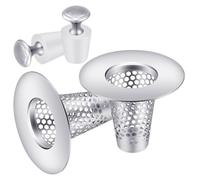 Washroom Drain Cap, Metal Rustproof Insert, Bath Overflow Guard Screen, Debris Catcher Filter Set, Clothing Wash Basin Protector, Ground Drain Closure Lid, Household Hospitality Fixture 0.7x1.02in