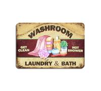 Washroom Get Clean Hot Shower Laundry and Bath Tin 20X30 cm Retro Look Decoration Plaque Sign for Home Bathroom Farm Garden Garage Funny Wall Decor