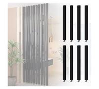 Washroom Screen Partition Post Black Wood Slat, Adjustable Separation Wall Room Divider with Top Non-Slip Mat, Bedroom Hallway Stairwell Entrance Decorative Columns,(Black 8 Pcs-7.5ft/230cm Tall