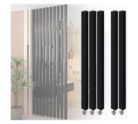 Washroom Screen Partition Post Black Wood Slat, Adjustable Separation Wall Room Divider with Top Non-Slip Mat, Bedroom Hallway Stairwell Entrance Decorative Columns,(Black 5 Pcs-7.7ft/235cm Tall