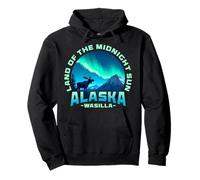 Wasilla Alaska Land of Midnight Sun Moose Northern Lights Pullover Hoodie