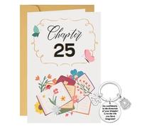 Wasise 25th Birthday Card - Chapter 25th Birthday Card with Keychain Gift Set, Elegant Happy 25 Years Old Birthdays Greeting Cards for Her, Humour Age Twenty Fifth Birthdays Gift for Brother Sister