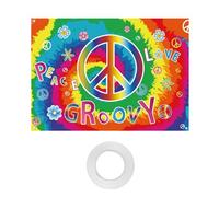 Wasise 60s Party Decorations - Hippie Party Decoration, Groovy Backdrop, Tie Dye Backdrop, Peace and Love, Groovy Tapestry, Peace Sign Parties Decorations, Hippie Photo Booth Props