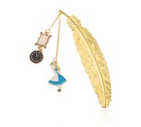 Wasise Alice in Wonderland Bookmark, Feather Bookmarks,Cute Metal Book Mark | Reading Accessories, Page Markers,Books Lover Gifts for Women, Gift for Lovers Woman Birthday Valentine's Day Christmas