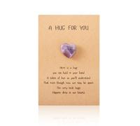 Wasise Amethyst Heart - Purple Crystal, Heart Shape Healing Crystals, Amethyst Thumb Worry Stone 1ps, with Gift Card, Amethysts Crystal Gemstone Polished Palm Stones Reiki Purple Crystals Gifts