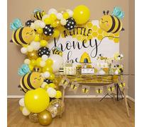 Wasise Bee Balloon Arch - 116 Pcs Bee Party Decorations, Black and Gold, Yellow Balloons, Birthday Themed Baby Shower Balloons, Smiley Face Honey Bees Balloon Garland Decorations Kit for Home
